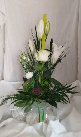 Bouquet structur hauteur en bulle deau blanc