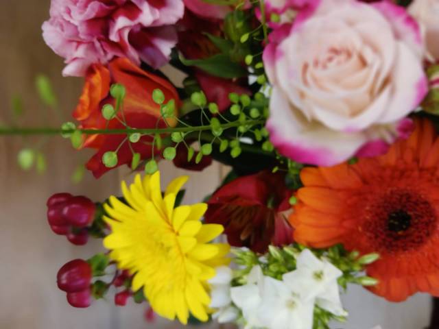 Bouquet de fleurs coupes varies multicolores